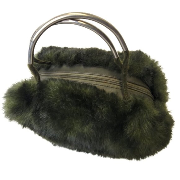 Green Fuzzy Faux Fur Rectangular Handbag - Picture 7 of 16